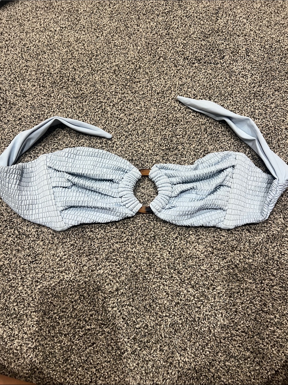 Montce Pale Blue Textured Bandeau Top with Center Ring